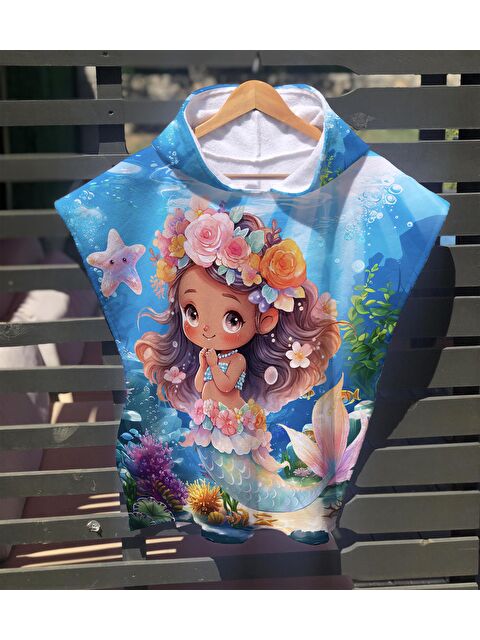 Evmila Baskılı Çocuk Panço Plaj Havlusu/plaj Bornozu 60x60 Cm - S000227663-23173