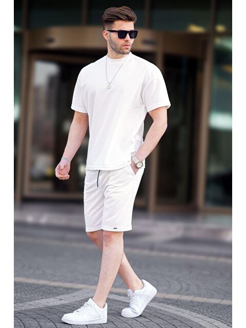 Madmext Ekru Basic Erkek Şort Takımı 5950 - S000164563-19965