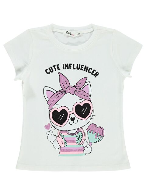Civil Girls Kız Çocuk Tişört 2-5 Yaş Ekru