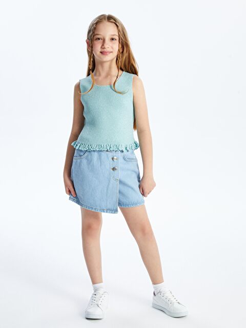 Dexia Dex1 - Örgü Detaylı Düz Triko Bluz - Mavi - S000176449-17234