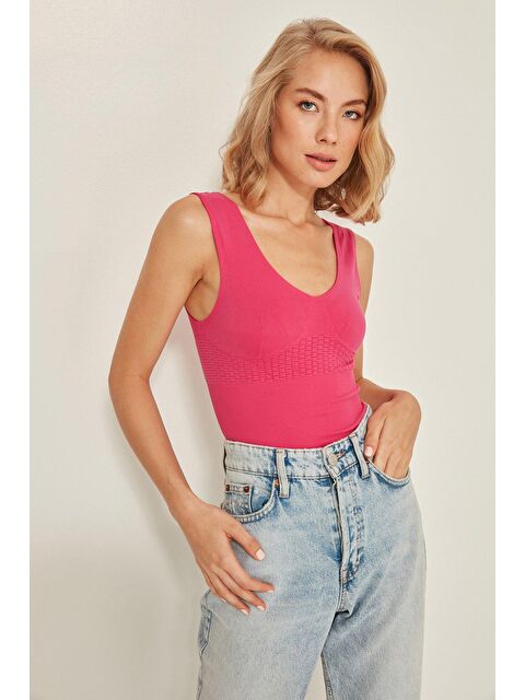 C&City C15012 Dikişsiz Toplarlayıcı Korse Atlet Fuşya - S000222288-18686