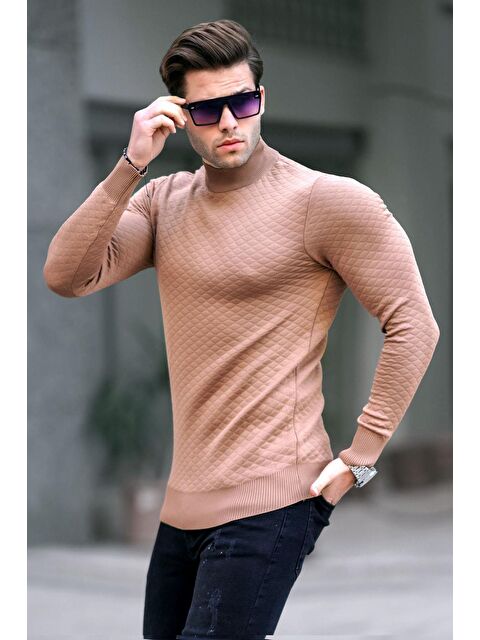 Madmext Camel Balıkçı Yaka Erkek Triko Kazak 6809 - S000117408-20472