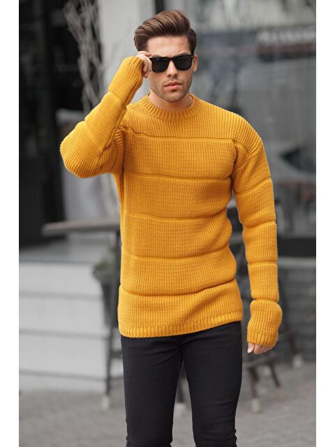 Madmext Hardal Bisiklet Yaka Örme Kazak 6855 - S000117409-20074