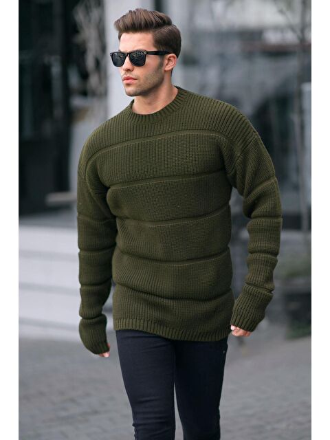 Madmext Haki Bisiklet Yaka Örme Kazak 6855 - S000117409-18547