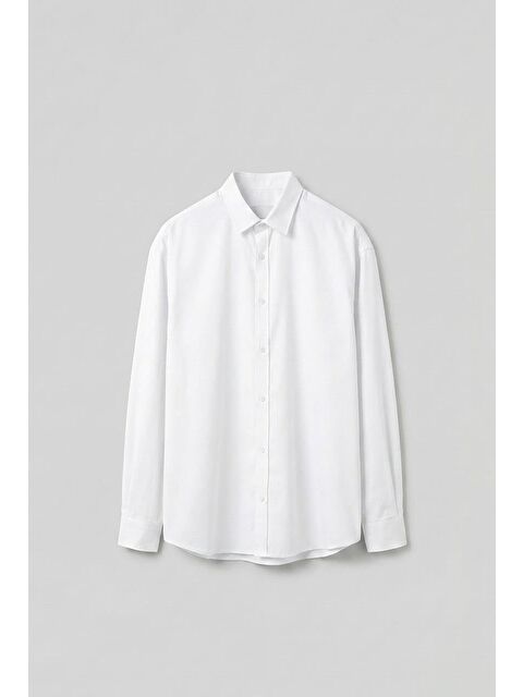Abluka Online Erkek Oversize Uzun Kollu Basic Gömlek Beyaz - S000491644-20063