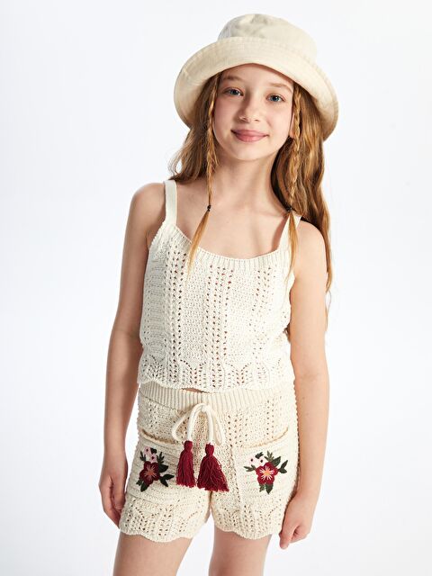 Dexia Pasto Top - Örgü Detaylı Düz Triko Bluz - Ekru - S000176452-19965