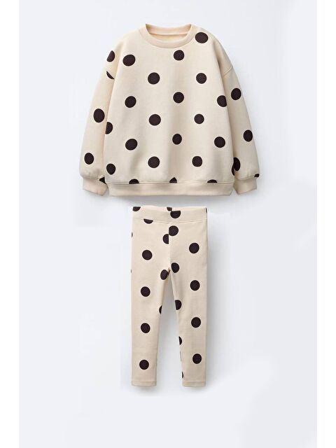 Monila Kız Çocuk Puantiye Baskılı 3 İplik Kumaş Alt Üst Takım - S000514761-19965