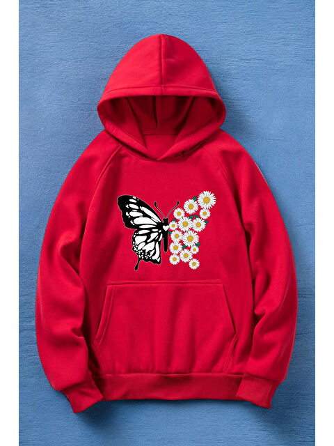 uyguntarz Papatya Kelebek Baskılı Oversize Sweatshirt - S000265660-20045
