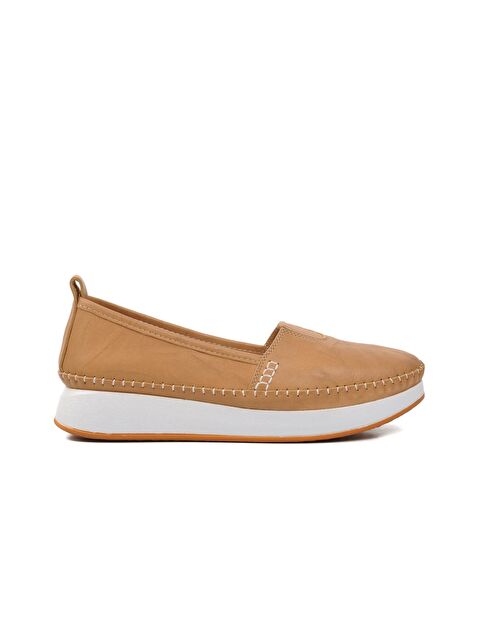 Ayakmod Bej Hakiki Deri Anatomik Kadın Casual Ayakkabı 24075 - S000173553-19927