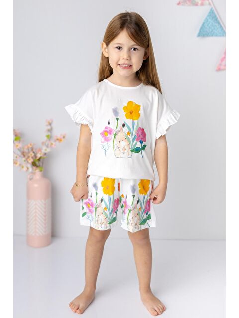 MİNİNİO Kız Bebek Etek Ucu Desenli Tişört Ve Şort Takım - S000325965-20063