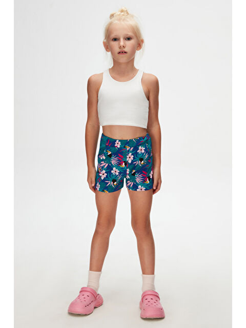 Lovetti Kız Çocuk Tropical Parrot Desen Cepli Şort - S000326811-23173