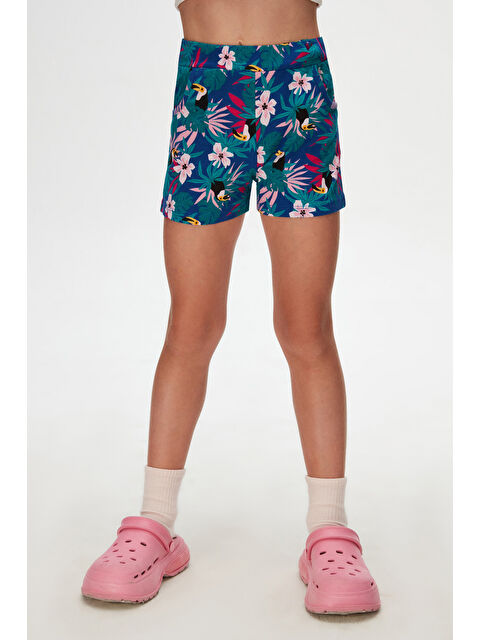 Lovetti Kız Çocuk Tropical Parrot Desen Cepli Şort - S000326811-23173