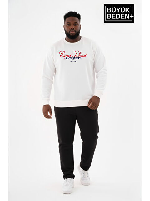 Süperlife Erkek Büyük Beden Capri Island Baskılı Bisiklet Yaka ince Sweatshirt SPR26BSW956-14 - S000505244-19965