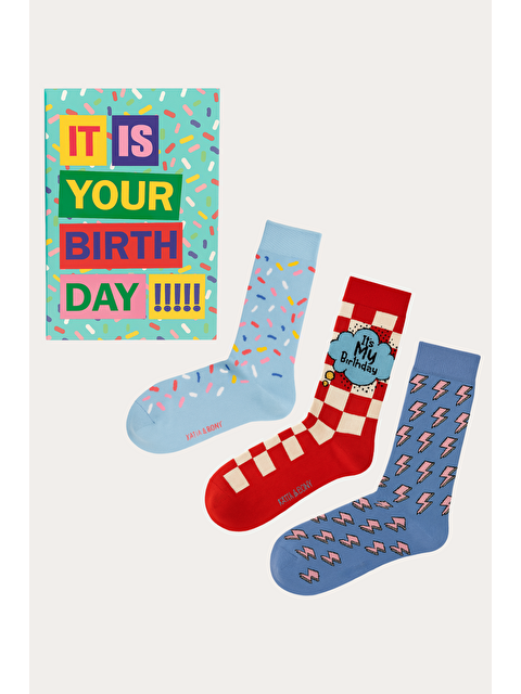 Katia And Bony Unisex Birthday Kutulu 3'Lü Soket Çorap