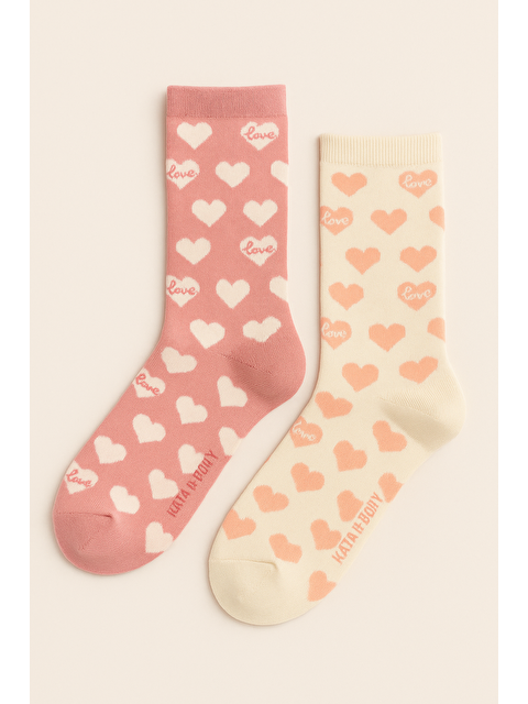 Katia And Bony Kadın 2'Li Kalpli Soket Çorap Pembe