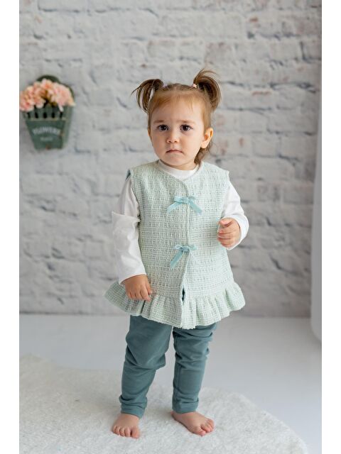 MİNİNİO Kız Bebek Yelek Bluz Ve Tayt 3'Lü Takım - S000325977-18194