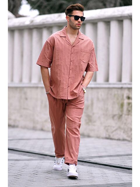 Madmext Erkek Camel Gömlek-Pantolon %100 Pamuk Takım 5936 - S000142548-4557