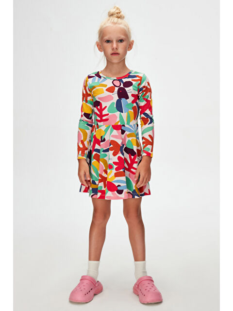 Lovetti Kız Çocuk Cutouts Foliage Desen Uzun Kol Elbise - S000326813-23173