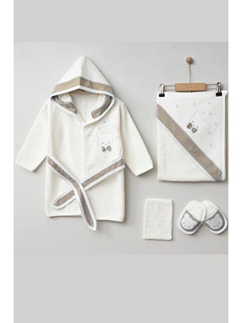 Cantoy Nakışlı Ayıcık Figürlü 4'Lü Bebek Bornoz - S000502987-19413