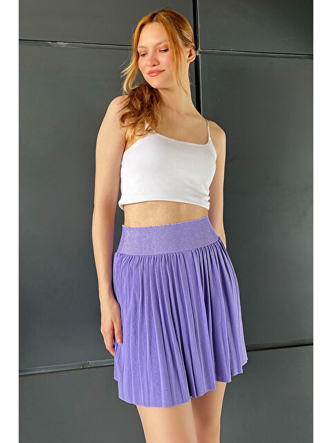 Gülseli Bel Lastikli Fırfırlı Kadın Mini Etek - S000312107-17878