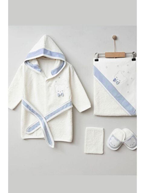 Cantoy Nakışlı Ayıcık Figürlü 4'Lü Bebek Bornoz - S000502987-17234