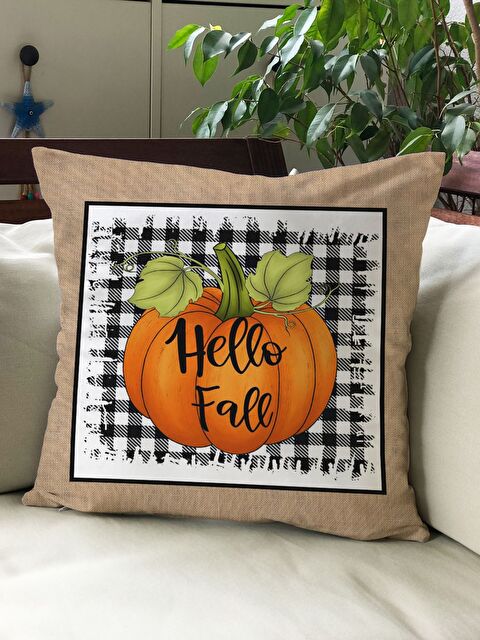 Evmila Sonbahar Temalı 43x43 Kadife Kırlent Kılıfı - S000292011-23173