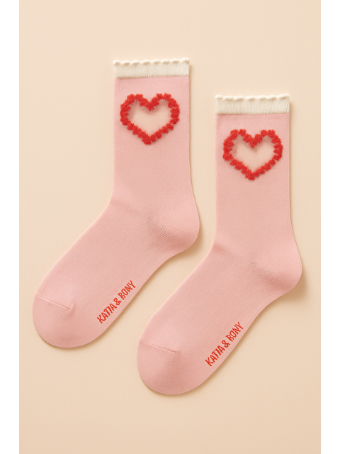 Katia And Bony Kadın Tül Kalpli Soket Çorap Pembe
