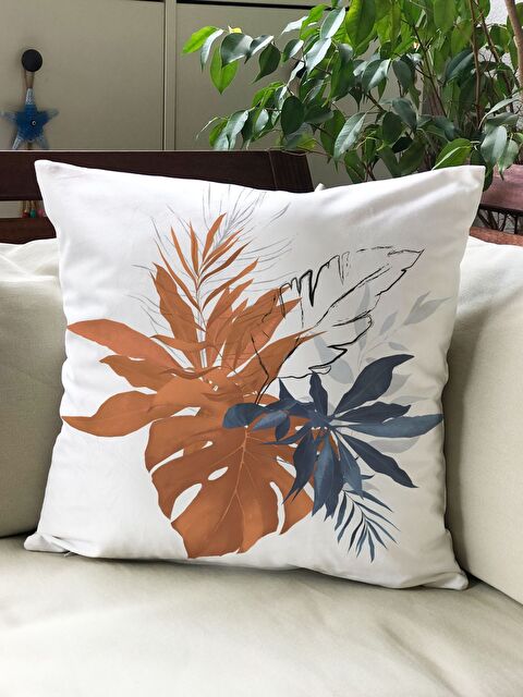 Evmila Sonbahar Temalı 43x43 Kadife Kırlent Kılıfı - S000292038-23173