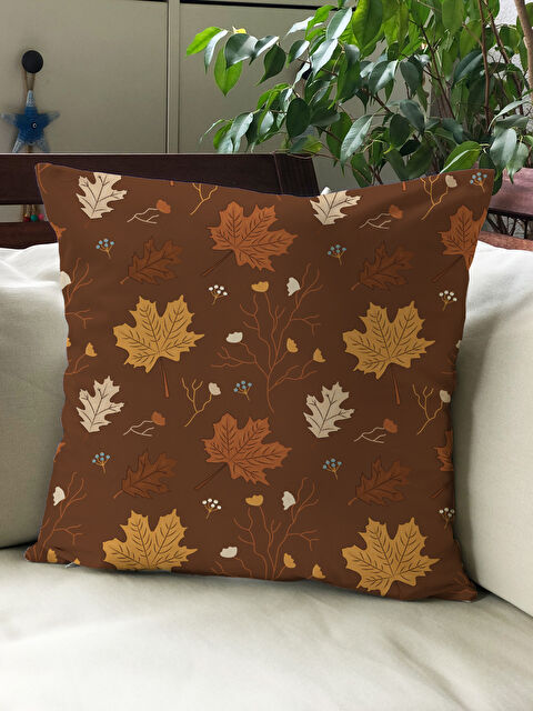 Evmila Sonbahar Temalı 43x43 Kadife Kırlent Kılıfı - S000292007-23173