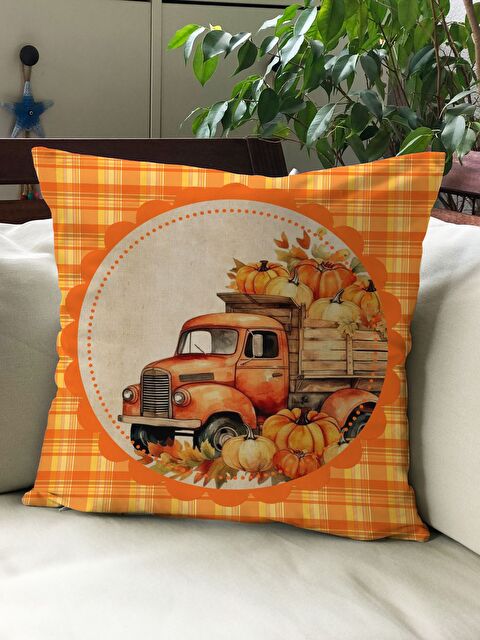 Evmila Sonbahar Temalı 43x43 Kadife Kırlent Kılıfı - S000292009-23173