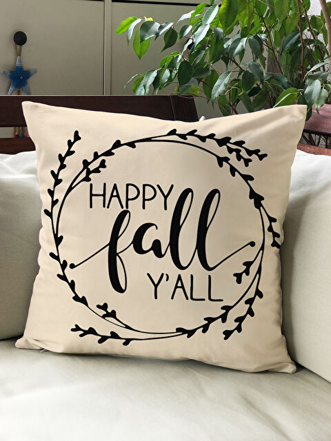 Evmila Sonbahar Temalı 43x43 Kadife Kırlent Kılıfı - S000292028-23173