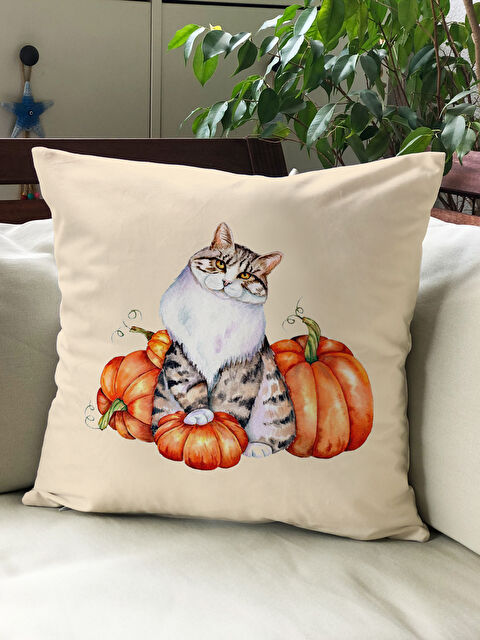 Evmila Sonbahar Temalı 43x43 Kadife Kırlent Kılıfı - S000292018-23173