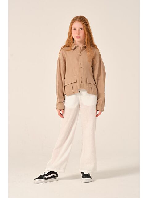 JAZZİEE Genç Kız Çocuk Düğme Detaylı Bol Paça Pantolon - S000315751-20063