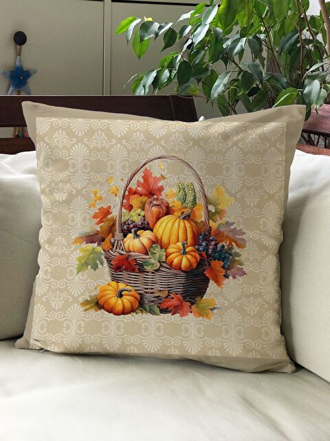 Evmila Sonbahar Temalı 43x43 Kadife Kırlent Kılıfı - S000292022-23173