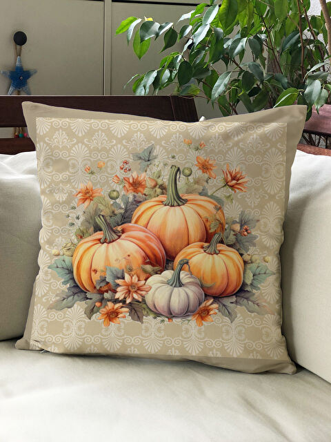 Evmila Sonbahar Temalı 43x43 Kadife Kırlent Kılıfı - S000292042-23173