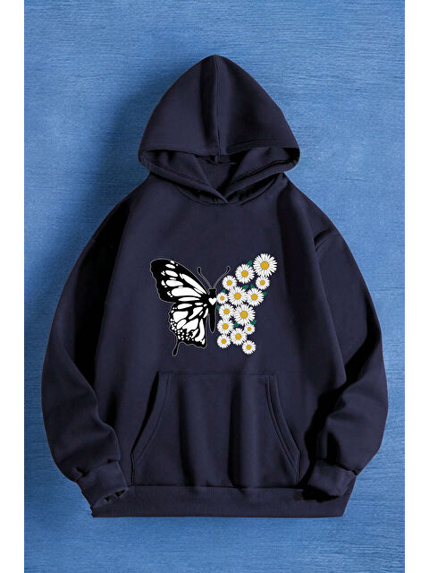 uyguntarz Papatya Kelebek Baskılı Oversize Sweatshirt - S000265660-21164