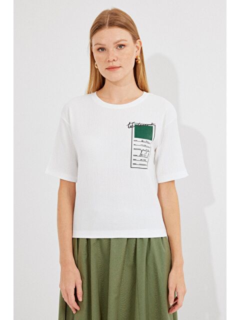 Bigdart 911 Baskılı Örme Basic Tişört - Yeşil - S000194562-18194