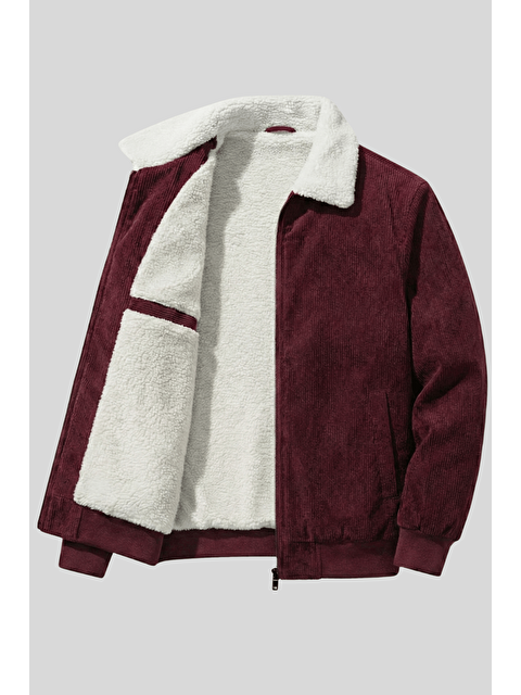 Genius Store Erkek Kadife Mont Pelüş Astarlı Tam Fermuarlı Gömlek Yaka Spor Mont - S000505246-19951