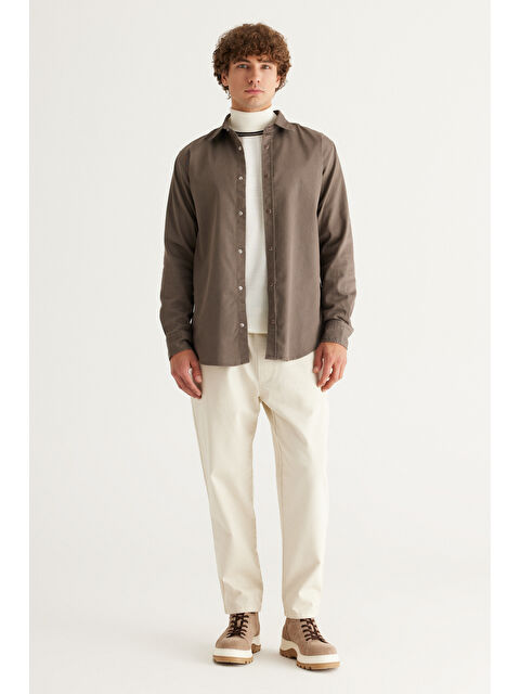 AC&Co / Altınyıldız Classics Erkek Ekru Slim Fit Dar Kesim Beli Bağlamalı %100 Pamuk Pantolon - S000402391-19965