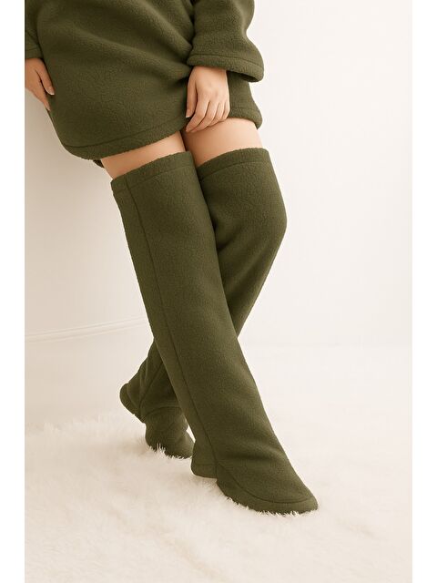 Mulberry Wellsoft Pelüş Diz Üstü Ev Çorabı Uzun Çorap