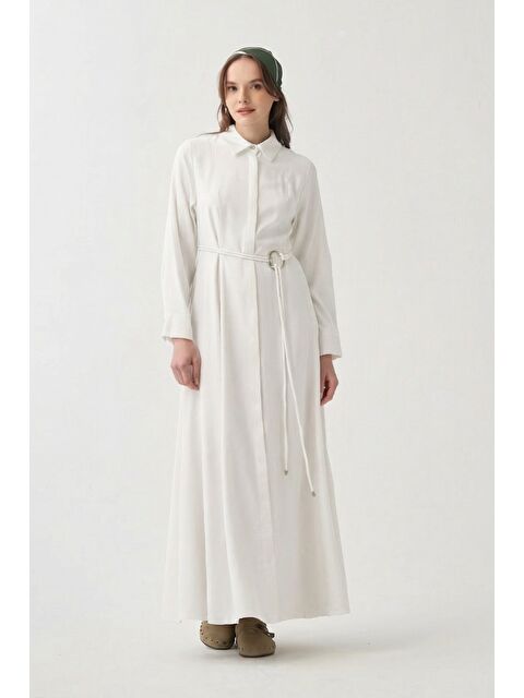 ALLDAY Beyaz-Kemer Detaylı Elbise