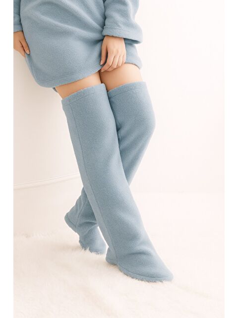 Mulberry Wellsoft Pelüş Diz Üstü Ev Çorabı Uzun Çorap