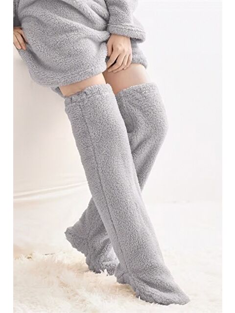 Mulberry Wellsoft Pelüş Diz Üstü Ev Çorabı Uzun Çorap