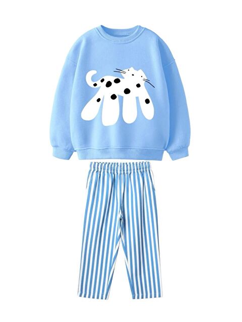 Monila Kız Çocuk Baskılı 3 İplik Pamuklu Kumaş Alt Üst Takım - S000514789-17234