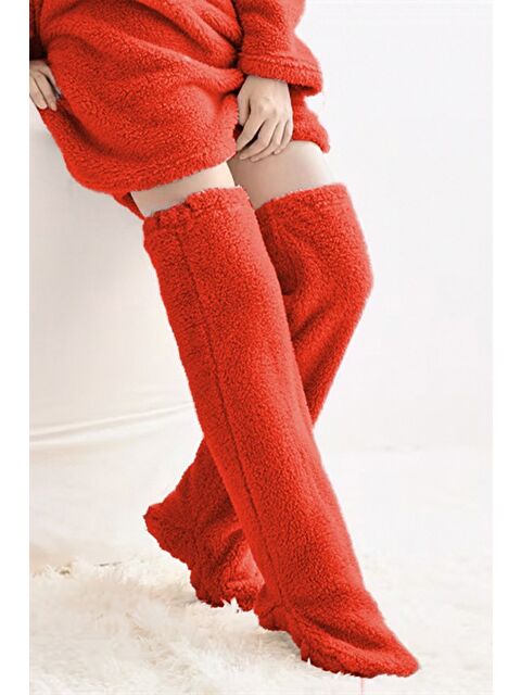 Mulberry Wellsoft Pelüş Diz Üstü Ev Çorabı Uzun Çorap