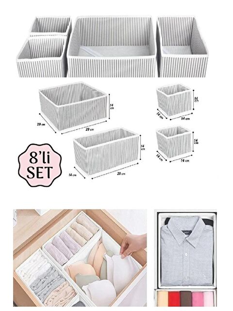 Meleni Home 8 Parça Çekmece Içi Düzenleyici Kutu Seti - Dolap Içi Saklama Kutusu Organizer - S000216234-20600