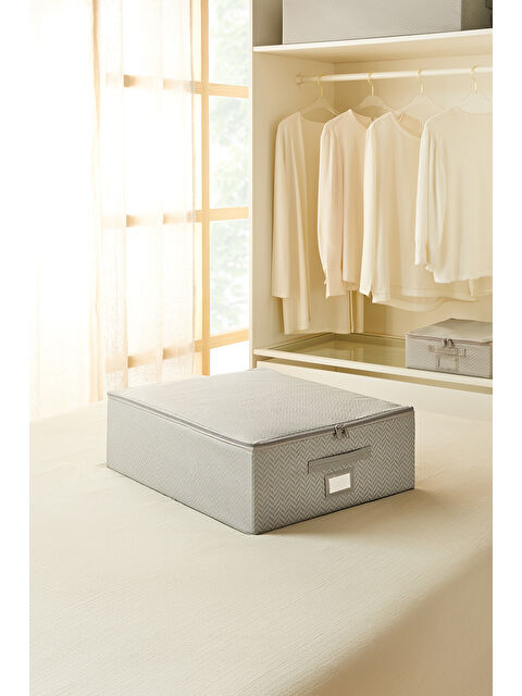 Ocean Home Textile Orta Boy Gri Balıksırtı Destekli Kutu Hurç 45 x 55 x 18 cm - S000310953-20600