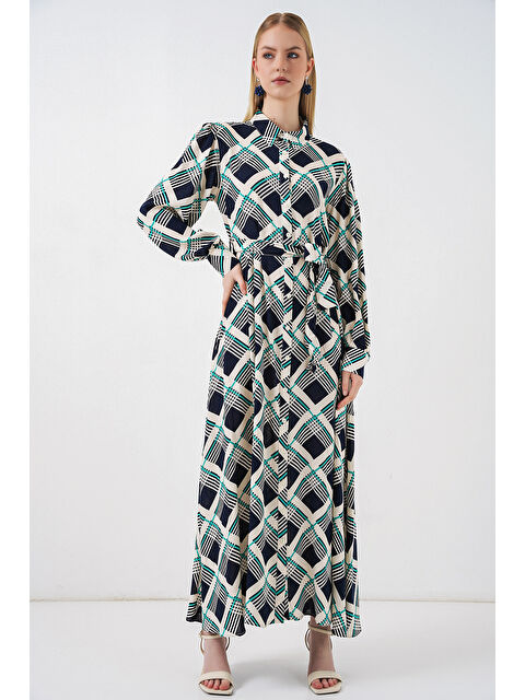 Bigdart Kadın Boydan Düğmeli Uzun Tesettür Elbise 2588 - F.Lacivert