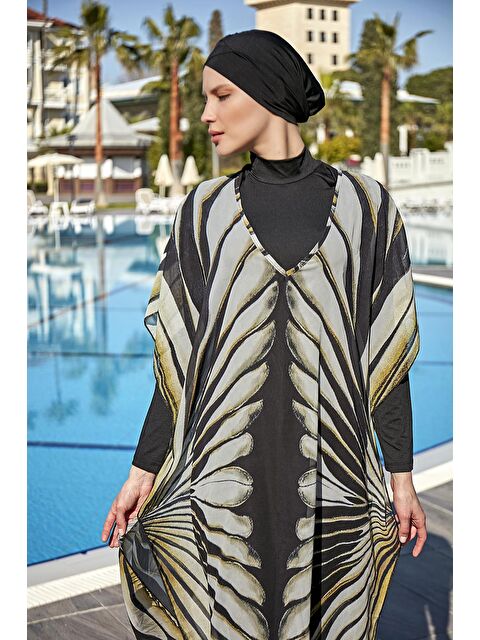 Remsa Mayo Tesettür Mayo Üzerine Tasarım Tek Kaftan Pareo RDP004 Kanatlar - S000189239-19351