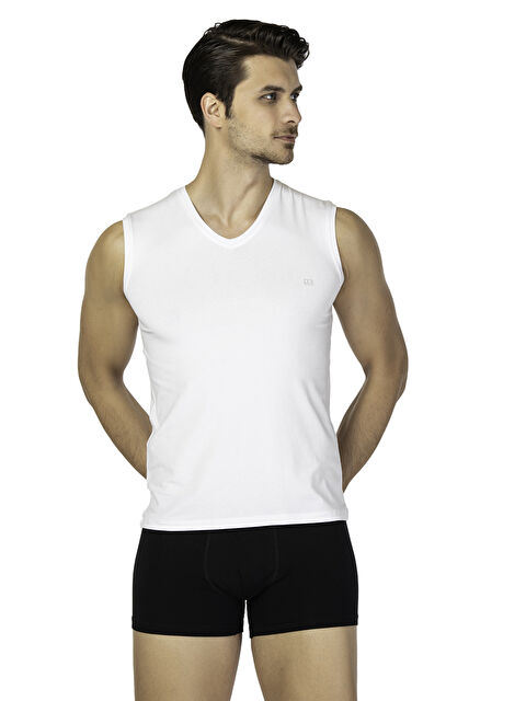 D'S damat DS Damat Comfort V Yaka Kolsuz T-shirt BEYAZ - S000532187-20063